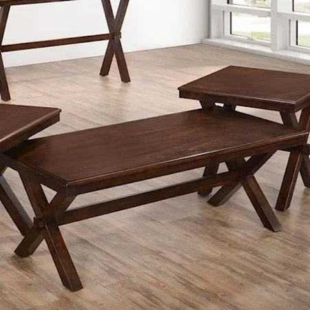 Casual Coffee Table with Trestle Legs